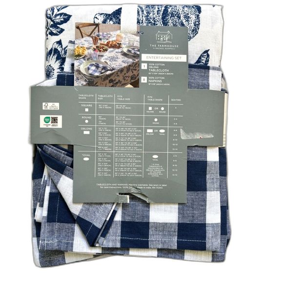 NEW Blue & White Easter Bunny Table Entertaining Set by Rachel Ashwell 60x104" - Picture 2 of 6